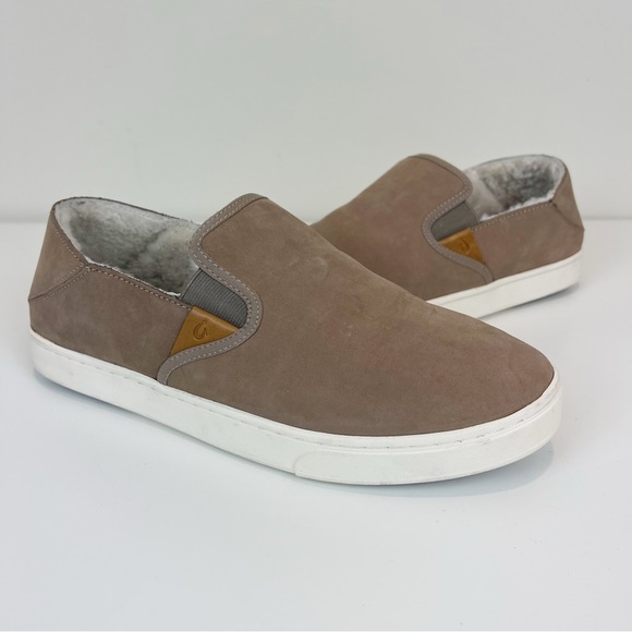 OluKai Shoes - Olukai Pehuea Heu Taupe/Grey Leather Size 10